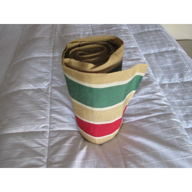 Red and Green Stripes Heavy Linen Textile Roll For Sale - Image 4 of 6