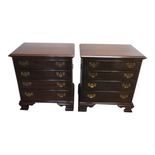Ethan Allen Solid Cherry Georgian Court Pair of Nightstands For Sale