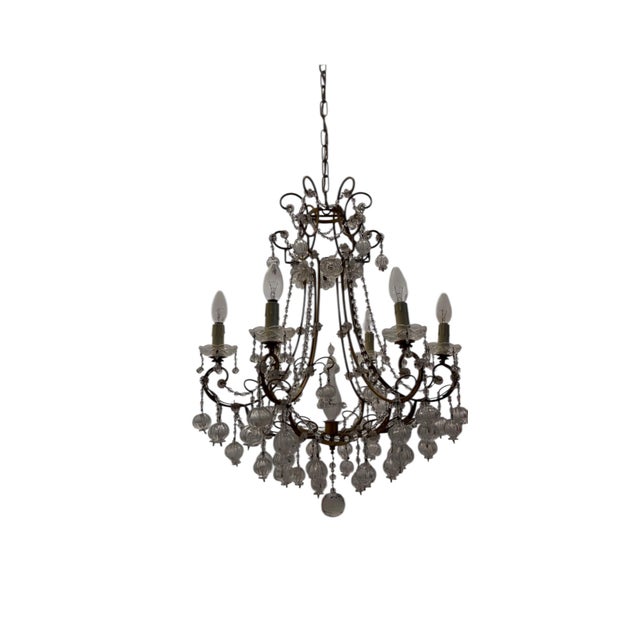 Florentine Gilded Macaroni Murano Glass Chandelier, 1950s For Sale - Image 9 of 18