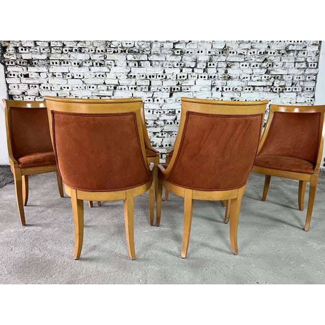 1950s Set of 6 Gondola Art Deco Dining Chairs, Reupholstered For Sale - Image 5 of 5