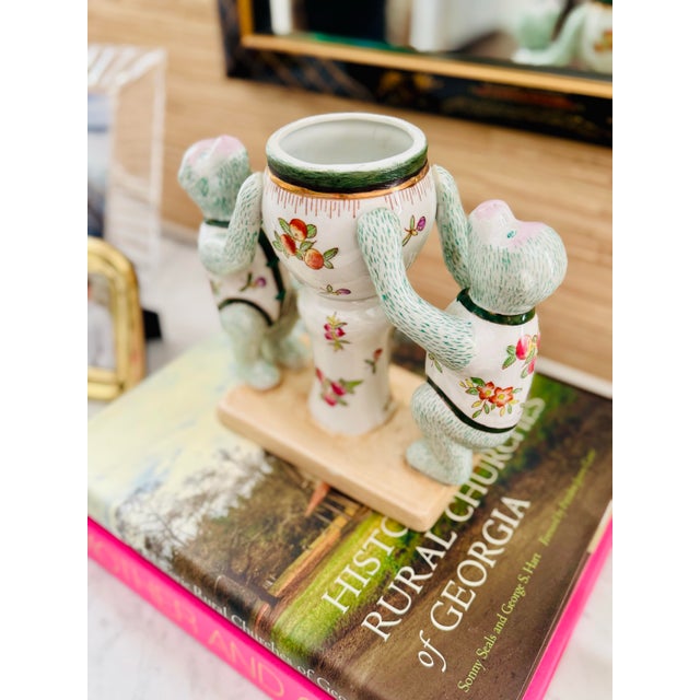 Chinoiserie monkeys- two of them! Paired with a petite vase or vessel. This would make the best petite orchid vase or the...