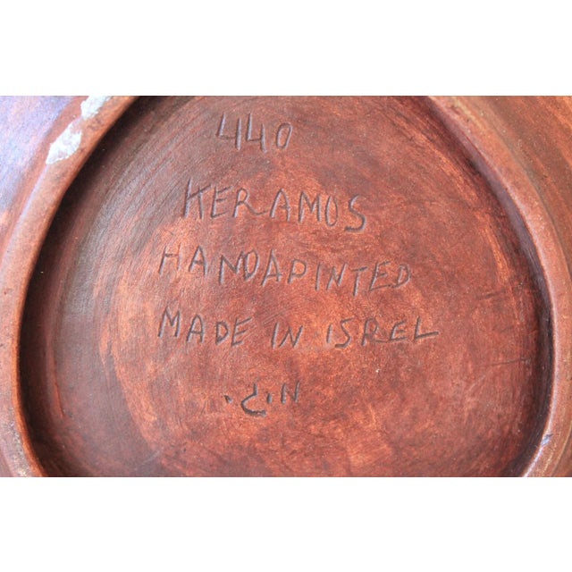 Mid -Century Keramos Israeli Hand Painted Enameled Ceramic Wine Themed Plate For Sale In Milwaukee - Image 6 of 6