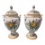Pair of Antique French Faience Floral Hand Painted Double Handled 15" Vases Urns W Lids For Sale