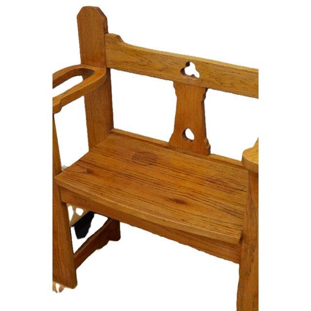 Arts and Crafts English Oak Hall Bench, 1900 For Sale - Image 11 of 12
