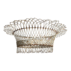 Antique 19th Century French Victorian Oval Wire Garden Basket or Planter