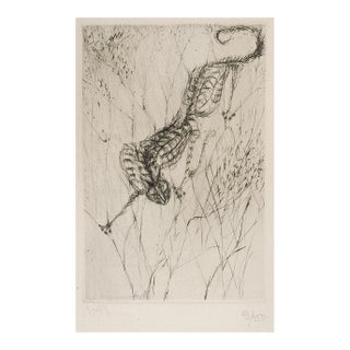 Mid 20th Century Surrealist Stalking Cat Etching For Sale