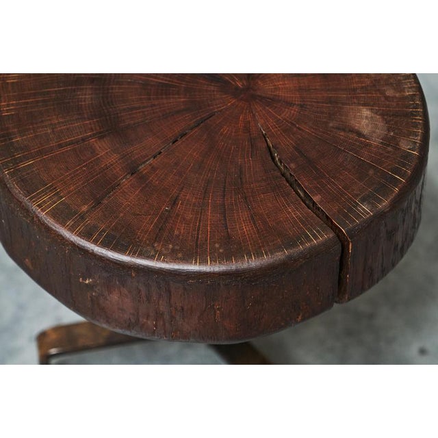 Brown Mid-Century Tree Trunk Stool or Side Table in Wood and Wrought Iron, 1950s For Sale - Image 8 of 11