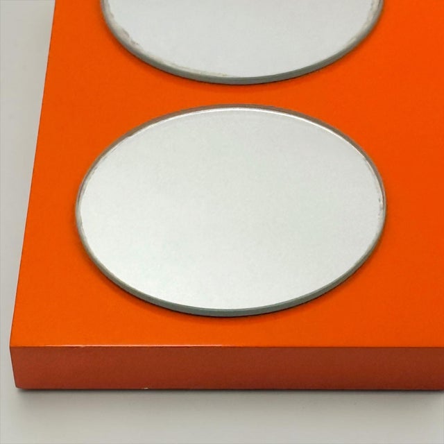 Geometric Orange Triple Wall Mirror, 1980s For Sale - Image 9 of 13