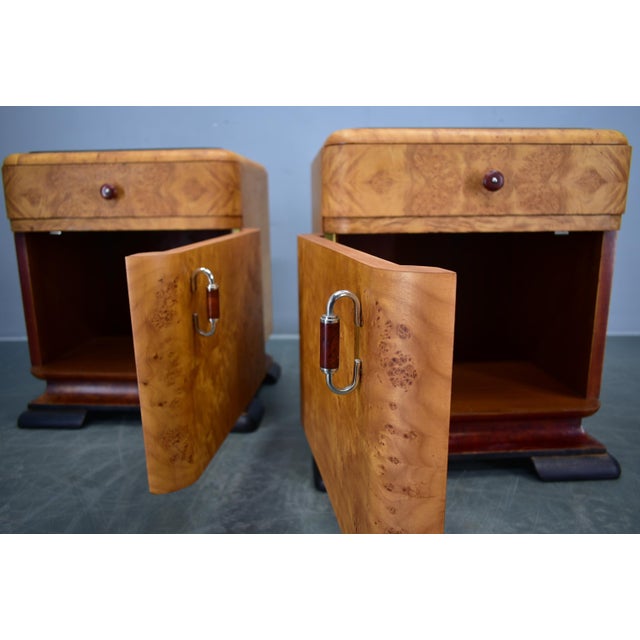Art Deco Bedside Tables, Former Czechoslovakia, 1930s, Set of 2 For Sale - Image 9 of 18