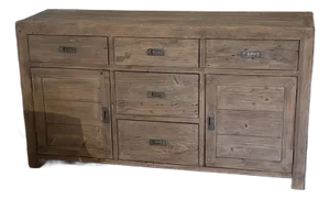 Rustic Campaign Style Reclaimed Wood Sideboard Cabinet