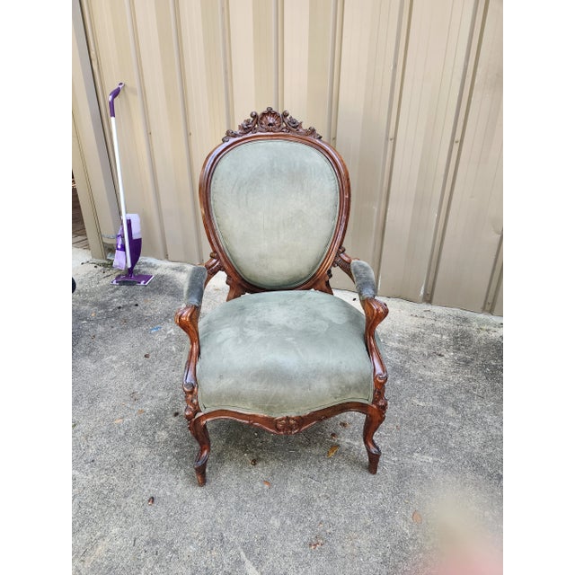 Green Victorian Armchair For Sale - Image 10 of 13