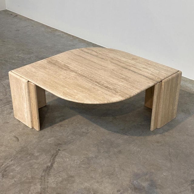 Italian Sculptural Eye-Shaped Coffee Table in Travertine, 1980s For Sale - Image 13 of 13