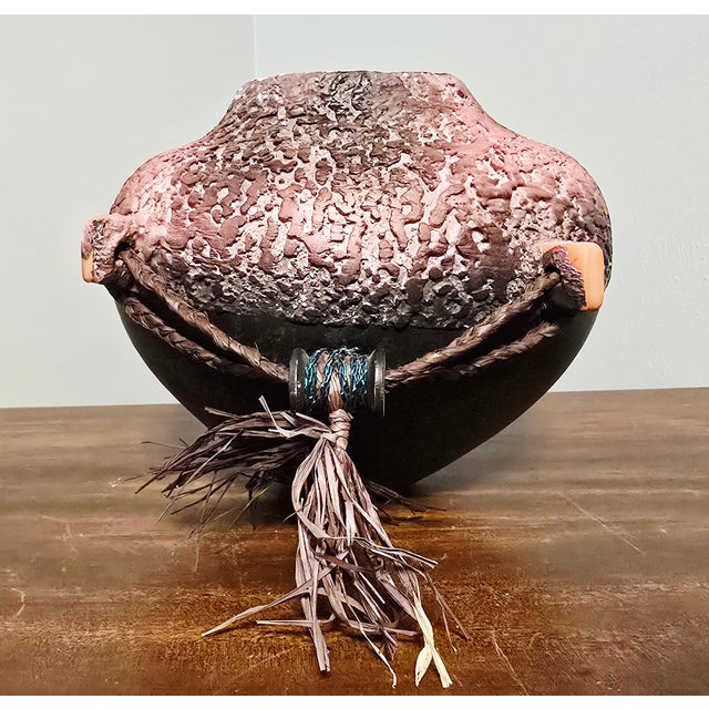 Contemporary Signed Steven Kaye Textured Ceramic Art Vessel For Sale - Image 3 of 12