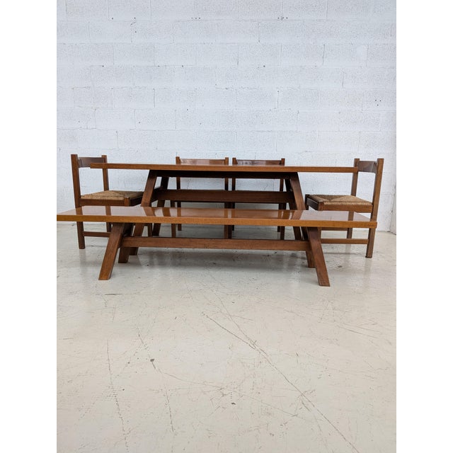 Walnut Torbecchia Dining Table and Chairs by Giovanni Michelucci for Poltronova, 1960s, Set of 6 For Sale - Image 6 of 11