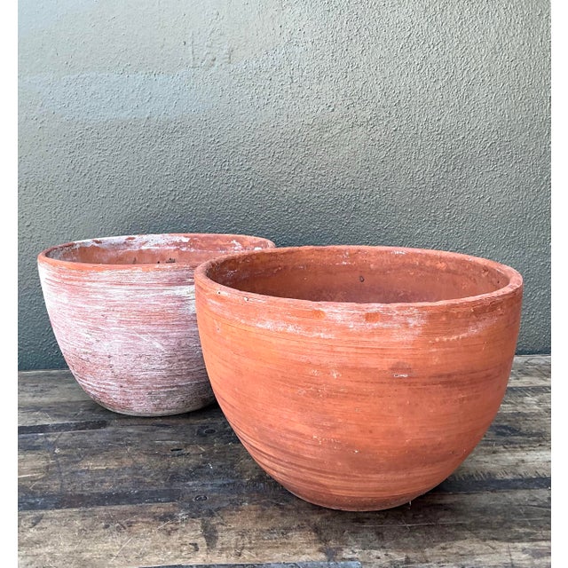 Vintage Washed Terracotta Planter Bowls - Set of 2 For Sale - Image 12 of 12