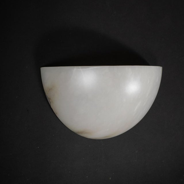Single Art Deco inspired Spanish alabaster sconce For Sale - Image 4 of 12