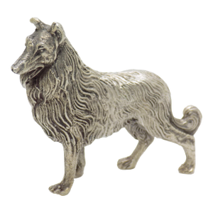 Vintage Italian Handmade Genuine Silver Collie Dog Large Figurine Sculpture