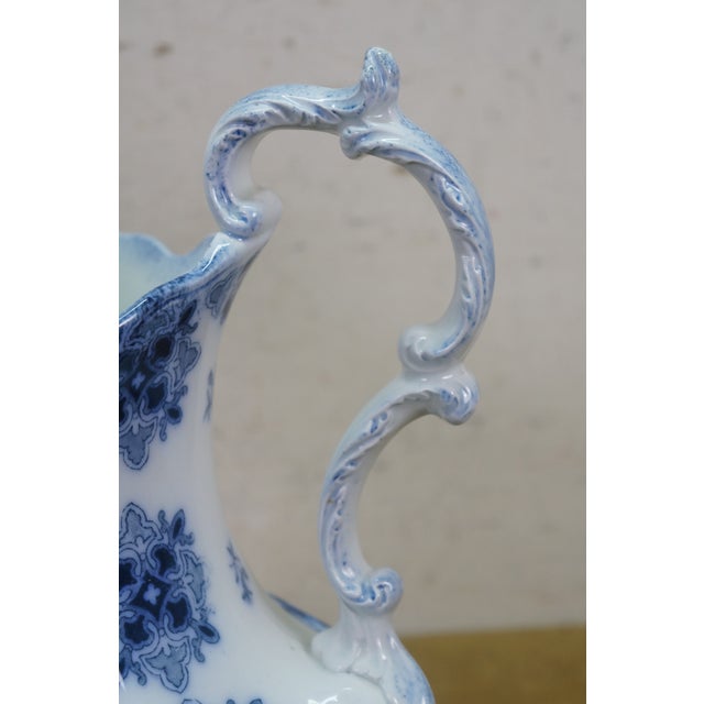Late 19th Century Antique w.h. Grindley Flow Blue Pitcher 1897 English Ironstone Water Jug For Sale - Image 5 of 13
