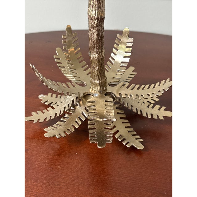 Silver Palm Leaf Style Candle Holders For Sale - Image 8 of 14