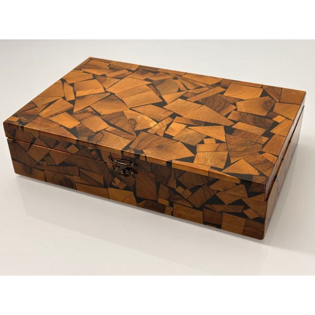 Mid-Century Modern Olive Wood Mosaic Box For Sale - Image 3 of 12