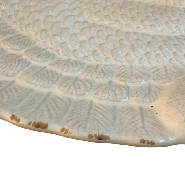 Early 21st Century Pottery Barn White Stoneware Rustic Turkey Platter Large 18” For Sale - Image 5 of 11