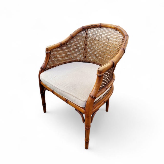 Mid-Century Modern Hollywood Regency Faux Bamboo Cane Lounge Chair, 1950s For Sale - Image 17 of 17