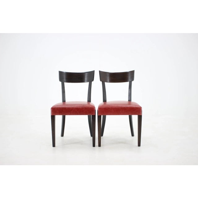 Red Leather Dining Chairs for UP, Czechoslovakia, Set of 4, 1950s For Sale - Image 4 of 13