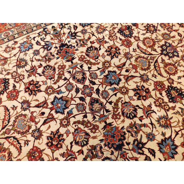 Cream Vintage Hand Knotted Room Size Persian Rug. 9'3"x 12'6" For Sale - Image 8 of 18