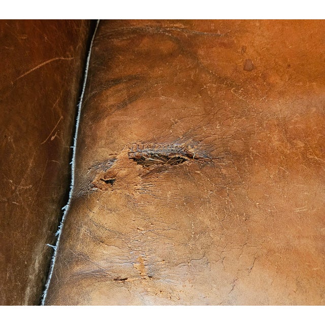 Pair of 1930's French Art Deco, Cognac Leather Chairs With Nail Head Decoration For Sale - Image 17 of 18