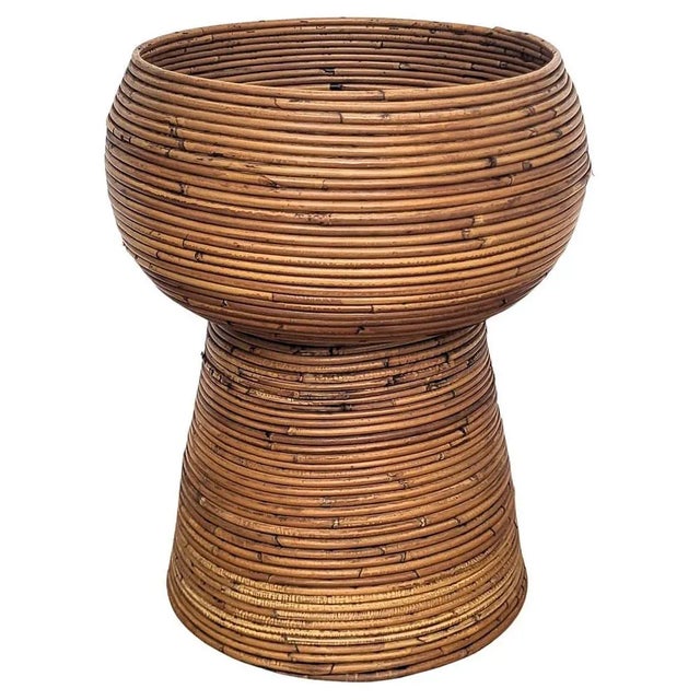Brown Italian Bamboo and Rattan Vase, 1960s For Sale - Image 8 of 8