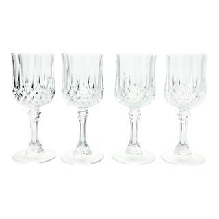 1990s Cristal D’Arques “Longchamp” Set of 4 Cordial Wine Glasses For Sale