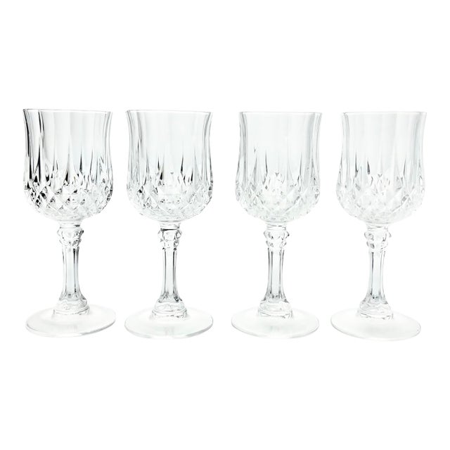1990s Cristal D’Arques “Longchamp” Set of 4 Cordial Wine Glasses For Sale