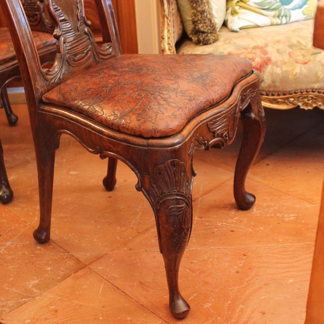 Set of Six Dining Chairs With Leather Seats, Portuguese or Spanish Rococo, 18th Century For Sale - Image 10 of 18