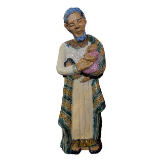 Art Deco Ceramic Sculpture of Joseph and the Child, 1920s For Sale
