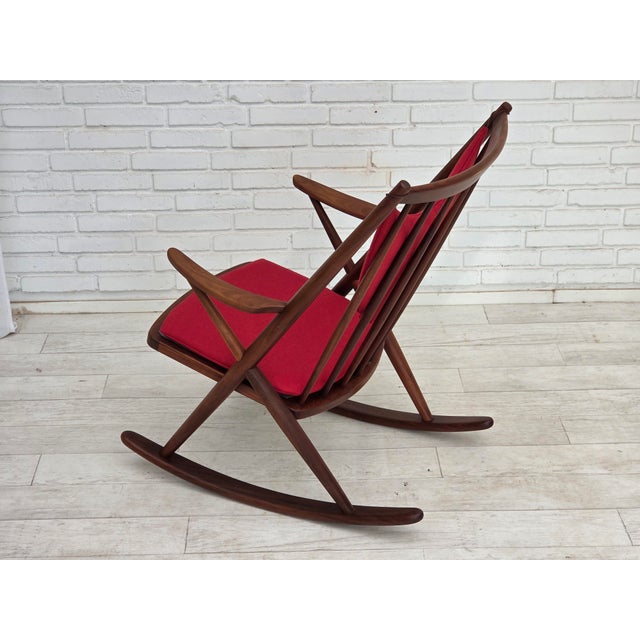 Red Vintage Danish Rocking Chair by Frank Reenskaug for Bramin, 1960s For Sale - Image 8 of 18