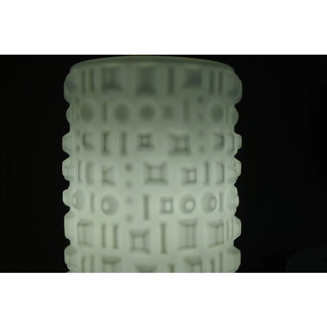 Space Age White Glass Ceiling Lamp with Embossed Geometric Pattern from Staff, 1970s For Sale - Image 3 of 9