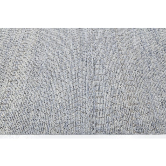 Modern Moroccan Tribal Abstract Wool Area Rug – Soft Blue & Slate Grey 10x14 For Sale In New York - Image 6 of 10