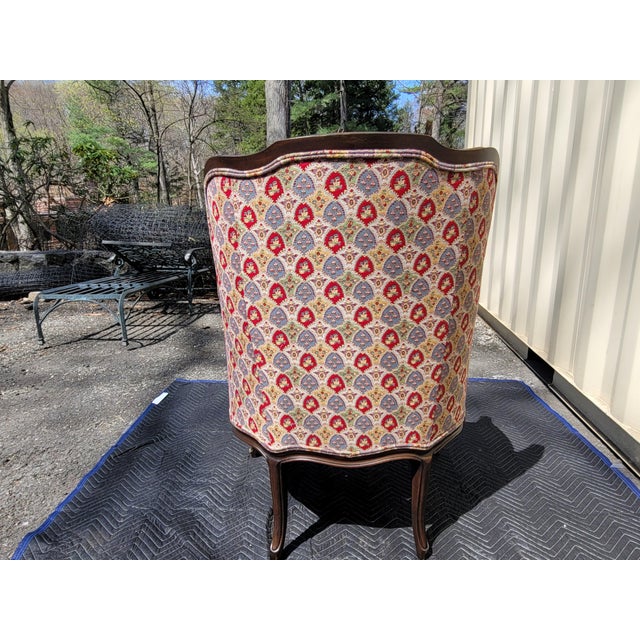 Late 20th Century Pair of Custom French Versaille Style Needlepoint Wool Arm Chairs For Sale - Image 4 of 10