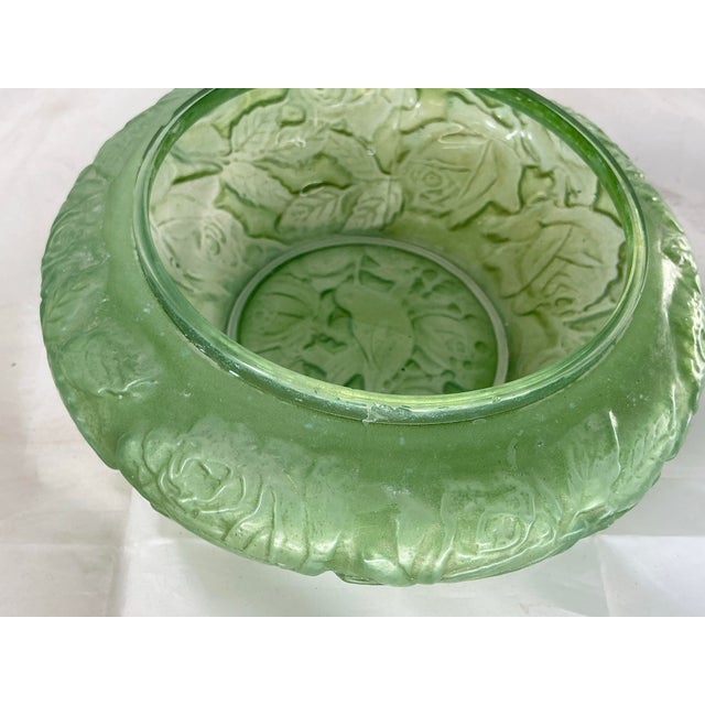 Antique Consolidated Lamp and Glass Co. Powder Jar/ Dresser Box With Hummingbirds and Roses. For Sale - Image 12 of 12