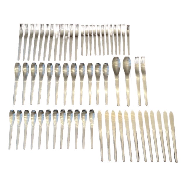 Cutipol Vario Brushed Stainless Steel 18/10 Flatware Set, Service for 12 Rare - 64 Pieces For Sale