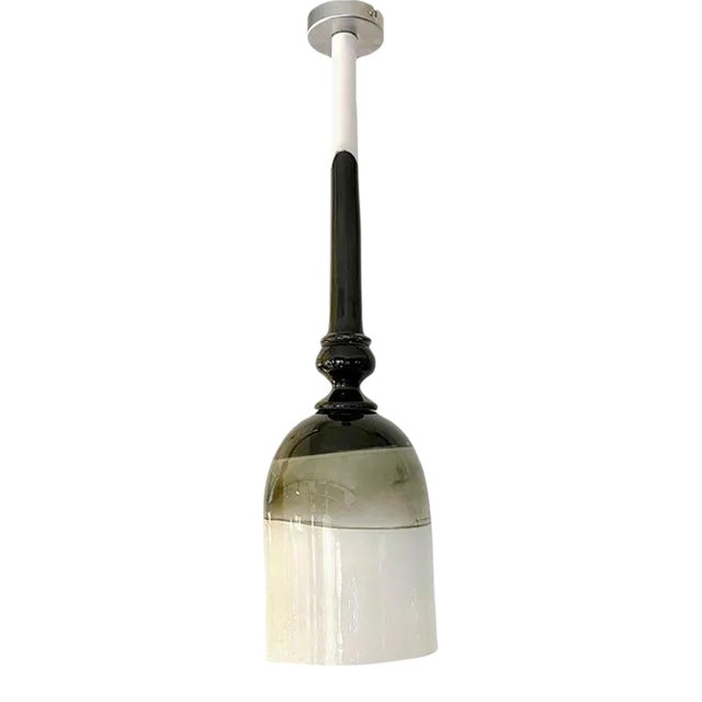 Contemporary Bespoke Italian Organic Black White Grey Murano Glass Pendant Light For Sale