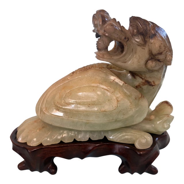 Late 19th Century Multi Colored Jade Sculpture of a Dragon, With Stand. For Sale