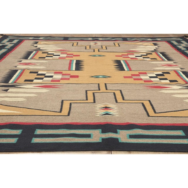 Taupe Southwestern Navajo-Style Rug With Storm Pattern - 09'02 X 12'02 For Sale - Image 8 of 9