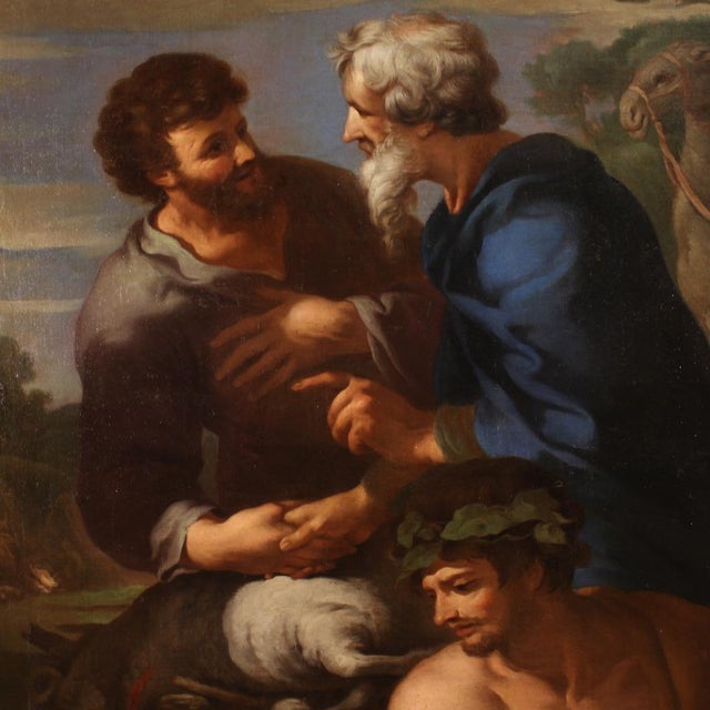 Italian Artist, The Alliance of Jacob and Laban, 1650, Oil on Canvas, Framed For Sale - Image 9 of 15