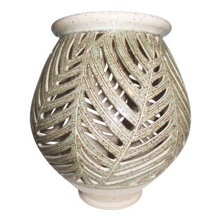 Pierced Clay Pot/Candle Lantern Signed by Tom Seelos For Sale