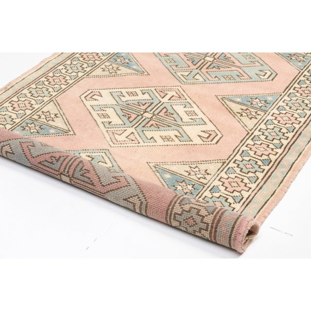 1950s Boho Chic Pastel Entryway Rug For Sale - Image 4 of 9