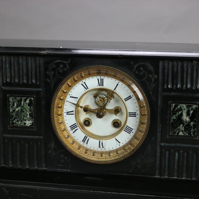 Antique Neoclassical Slate Mantle Clock with Open Escapement, C1890 Measures - 9"H x 17"W x 6.25"D Chairish sells clocks...