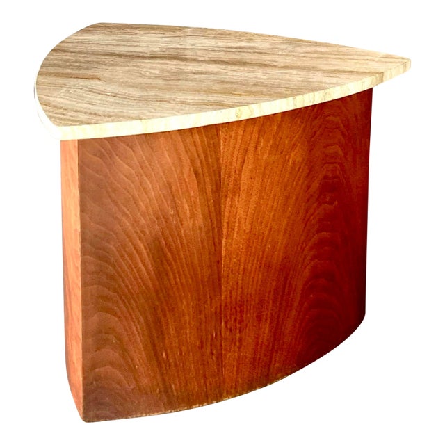 Italian Travertine Guitar Pick Side Table For Sale