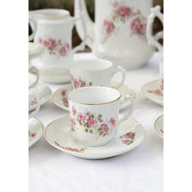 Antique French Porcelain Coffee Service for Ten People from Befos, 1880s, Set of 24 For Sale - Image 3 of 9