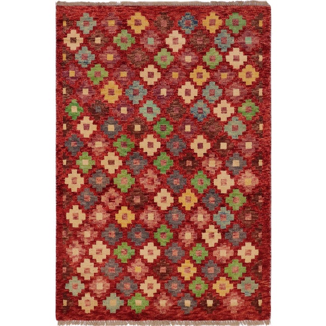 Eclectic Balochi Red/Blue Wool Rug - 3'3''x4'10'' For Sale - Image 11 of 11